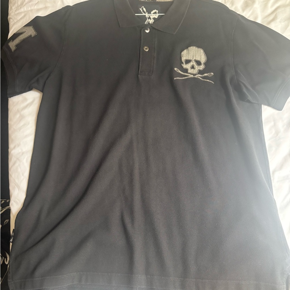 Marc Ecko Black Polo with Skull Emblem